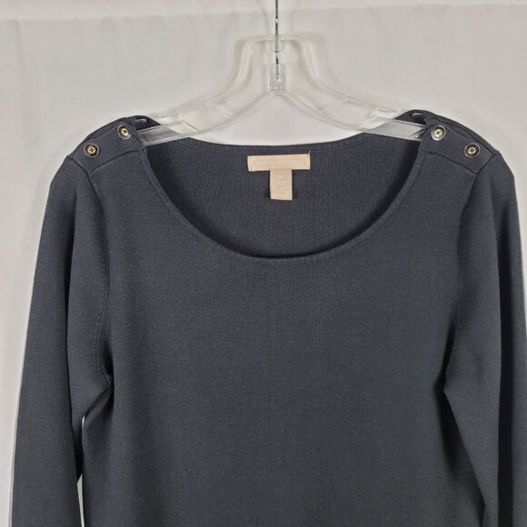 Banana Republic Black Sweater Size Medium Crewneck 3/4 Sleeves - Picture 7 of 12